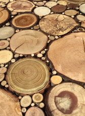 Panneau décoratif en rondelle de bois classique épaisseur 25mm  sur mesure*